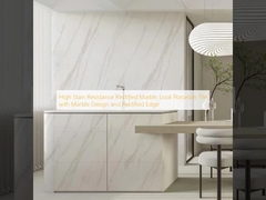 Piastrella in gres porcellanato rettificato effetto marmo ad alta resistenza alle macchie con design marmoreo e bordo rettificato