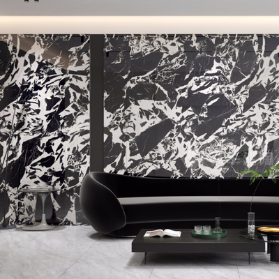 Slab di porcellana nera luccicante resistente agli graffi ed elegante