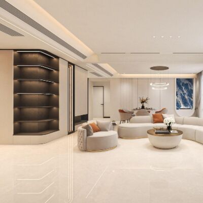 Moderna piastrella di porcellana con marmo e cemento mix design facile da pulire e corrispondente colata per gli spazi contemporanei